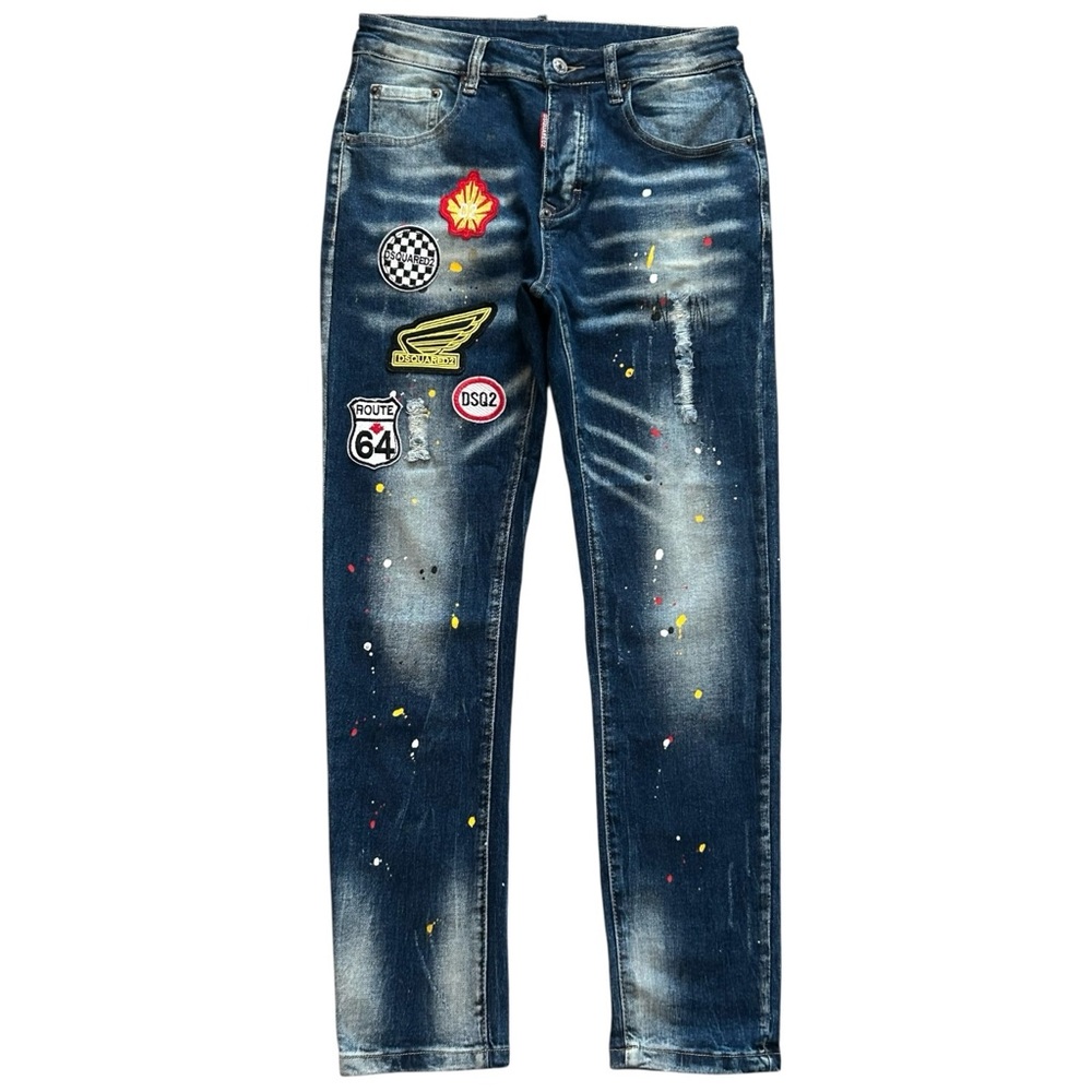 Dsquared2 Jeans 46 Blue‎ Distressed Slim Button Fly Designer Denim Italy